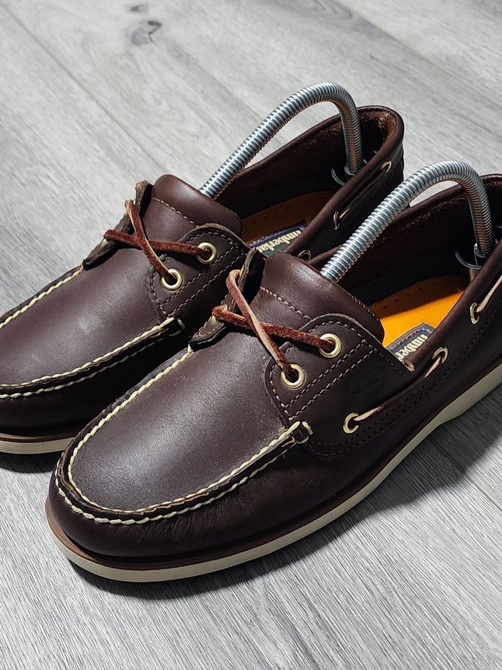 Timberland Classic 2 Eye Brown Leather Moc Toe Boat Shoes Loafers Mens Size 8
